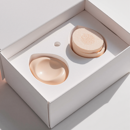 Tioncy makeup puff set displayed with makeup products, showing three crystal containers with puffs